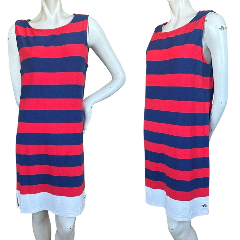 Vineyard Vines Genoa Red White & Blue Striped Sleeveless Terry Dress Size Medium